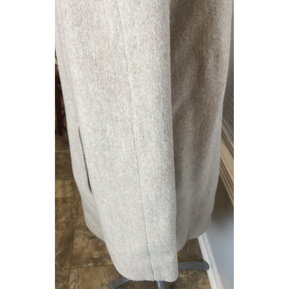 Herman Kay‎ Womens L Wool Coat Fitted Long Sleeve Button Front Pockets Beige VTG - Picture 4 of 12